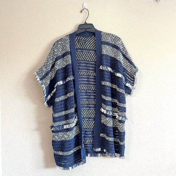 Lucky Brand Boho Oversized Fringe Trim Open Front Cardigan - Picture 1 of 6